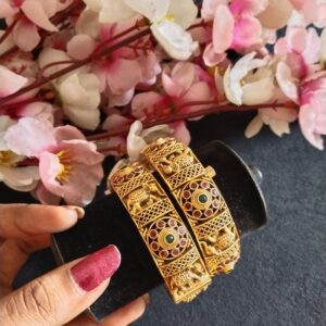 Premium Antique Elephant Designer Bangles (2 nos)