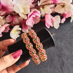 Simple Designer Stone Bangles (2 nos)