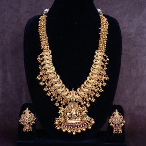 Sparkling Antique Radhekrishna Designer Long Necklace Set