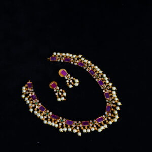 Premium Pinkstone Pearl Beads Designer Necklace