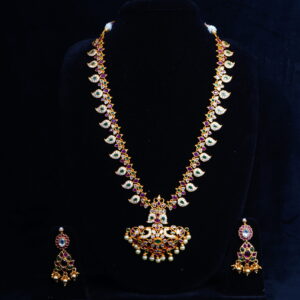 Elegant Multi Stone Long Necklace Set