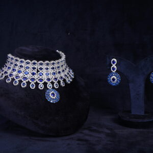 Beautiful Blue Stone Designer AD Choker