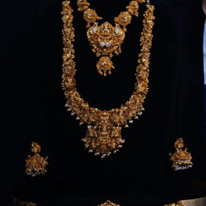 Premium Antique Gold Lakshmi Designer Bridal Set