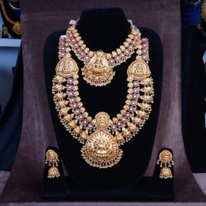 Exclusive Gold Finish Lakshmi Designer Long Necklace Set