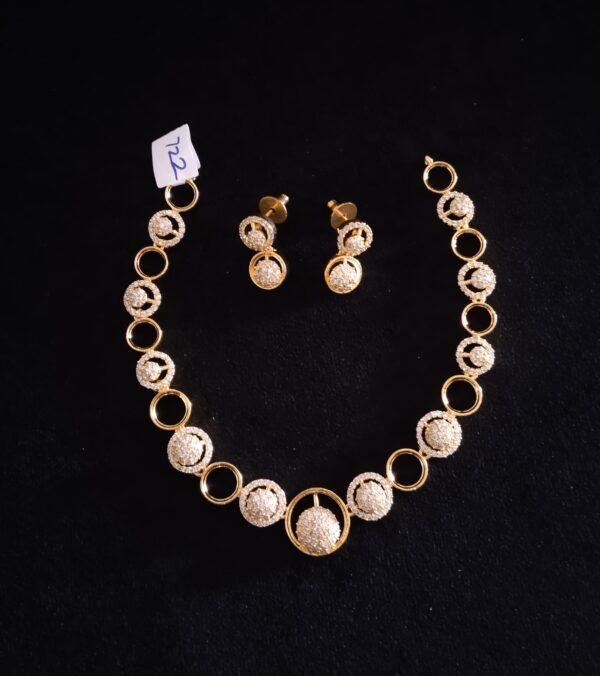 Elegant White Stone Gold Finish Necklace Set