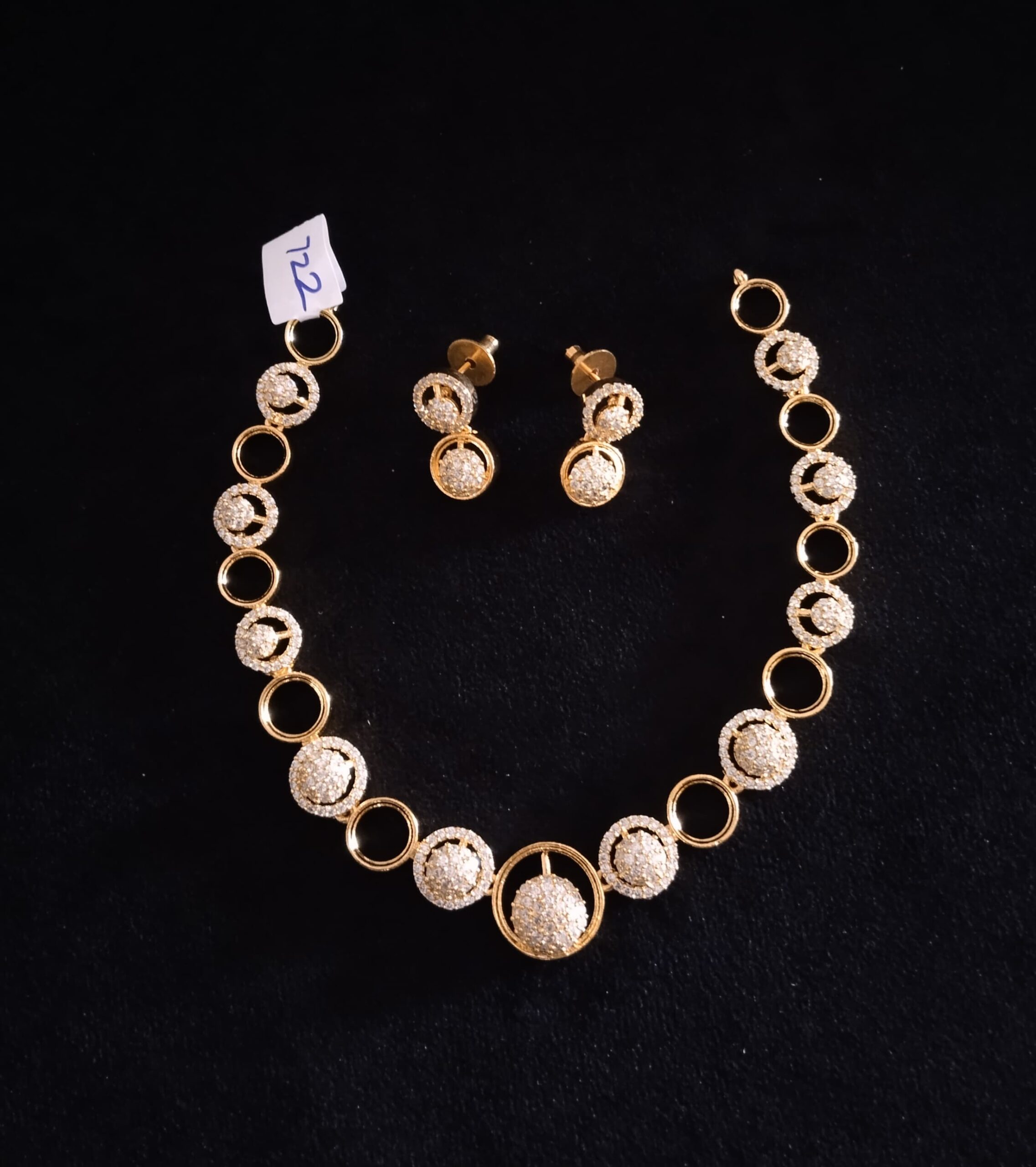 Elegant White Stone Gold Finish Necklace Set