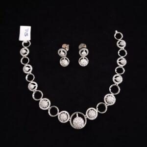 Stylish white stone American diamond necklace set