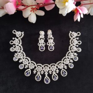 Purple Stone American Diamond Neckpiece