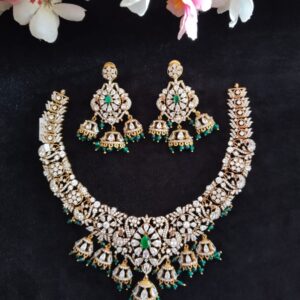 Premium Victorian Necklace with Green Beads & Stones